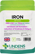 Lindens Iron 14mg - 120 Vegan Tablets - Reduce Tiredness, Increase Energy | Creates Healthy Red Blood Cells | Normal Oxygen Transportation | (4 Months Supply) | UK Manufacturer, Letterbox Friendly