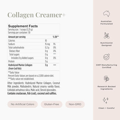 JSHealth Collagen Creamer - Vanilla Collagen Creamer For Coffee - Dairy Free Healthy Coffee Creamer, 30 Servings Of Marine Collagen Peptides