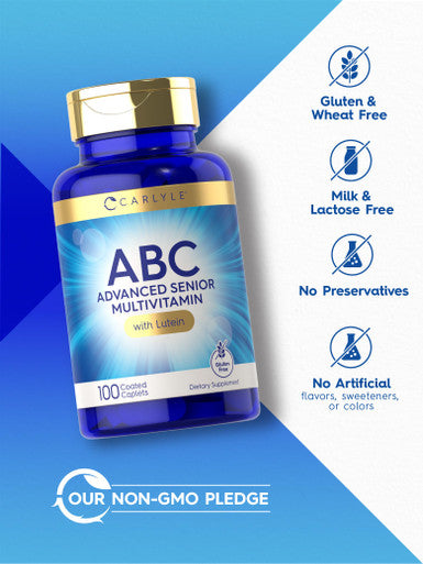 Carlyle Senior Multivitamin For Over 60 | 100 Caplets | With Lutein & Lycopene | Abc Advanced Supplement For Men And Women | Non