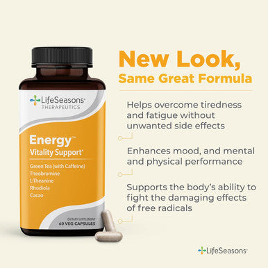 Lifeseasons - Energy - Energy Booster For Physical And Cognitive Strength - No Jitters - Support Stamina - Contains Green Tea And L-Theanine - 60 Count (Pack Of 1)