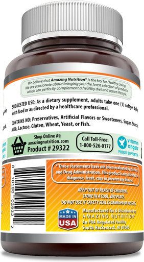 Amazing Nutrition Formulas Beta Carotene Supplement | 25000 IU Per Serving | 180 Softgels | Non-GMO | Gluten | Made in USA