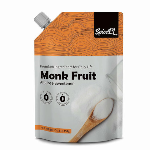 SPICEEL Monk Fruit Sweetener with Allulose - Zero Calorie White Sugar Substitute, No Erythritol, Keto Friendly, from Monk Fruit Extract for Baking, Coffee&Tea, Gluten Free, Vegan, Sugar Replacement(1lb pack of 1)