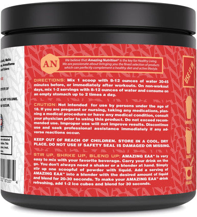 Amazing Nutrition EAA Essential Amino Acids | 8 Grams EAA's Per Serving | 30 Servings | 330 Grams Powder Supplement | Made in USA (Natural Fruit Punch)