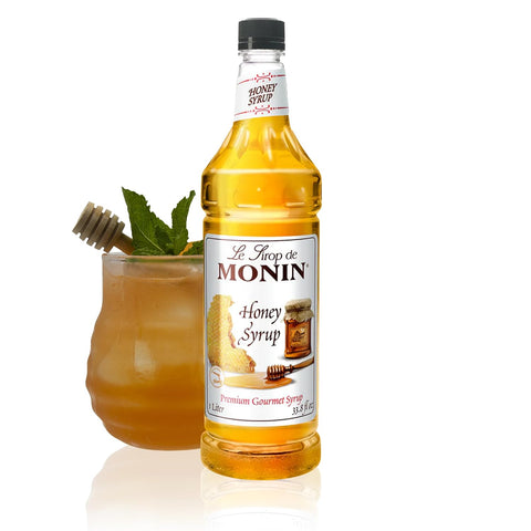 Monin - Honey Syrup, Smooth Sweet Honey Flavor, Great for Teas, Lemonades, Cocktails, & Coffee, Gluten-Free, Non-GMO (1 Liter)