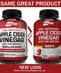 Apple Cider Vinegar Capsules with The Mother - 120 Vegan ACV Pills - Best Supplement for Healthy Weight Loss, Diet, Keto, Digestion, Detox, Immune - Powerful Cleanser & Appetite Suppressant Non-GMO