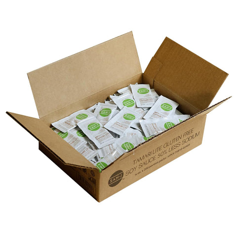 San-J - Organic Gluten Free Tamari Soy Sauce - Made with 100% Whole Soy - Specially Brewed - 1/4 oz. Individual Portioned Packets - 50 Pack