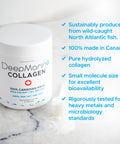 Deepmarine Collagen 100 Canadian Made Collagen Peptides Wild-Caught Collagen Powder Hydrolyzed Marine Collagen - 30 Day Supply - Gluten-Free Tasteless Odourless Keto And Paleo Friendly