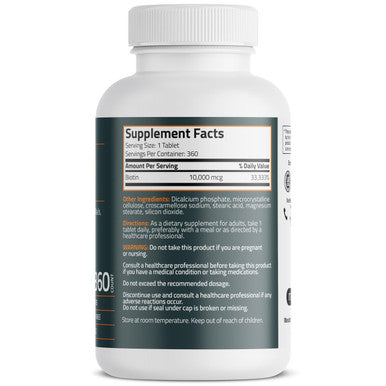 Bronson Biotin 10 000 Mcg Beauty Support 360 Vegetarian Tablets