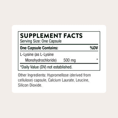 Thorne - Lysine - Supports Immune Skin & Bone Health - Promotes Collagen Formation - L-Lysine Amino Acid Supplement - Third-Party Certified - Gluten Dairy & Soy-Free 60 Capsules