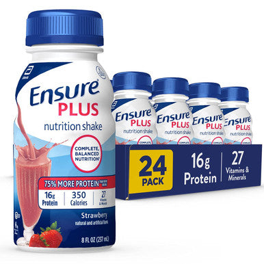 Ensure Plus Nutrition Shake With 16 Grams Of Protein & Plus Liquid Nutrition Shake With Fiber 16 Grams Of Protein Vanilla 8 Fl Oz Bottle (Pack Of 24)