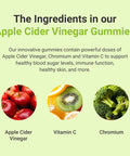 Hey Nutrition Apple Cider Vinegar Gummies Supplement - Vitamin C & Chromium - Supports Skin Health Metabolic Function & Immune Health - No Artificial Flavours Non-GMO & Dairy- - 60 Vegan Gummies