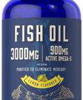 Fish Oil 3000Mg | 900Mg Omega 3 | 200 Softgels | Lemon Flavor | Non-Gmo And Gluten Free Supplement