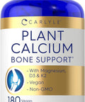 Carlyle Plant Based Calcium with Vitamin K2 D3 Magnesium | 180 Vegan Caplets | Bone Strength Supplement | Non-GMO & Gluten
