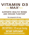 Nature'S Way Vitamin D3 Max, Supports Healthy Bones And Teeth*, Supports Immune Health*, 125Mcg Per Serving, 240 Softgels