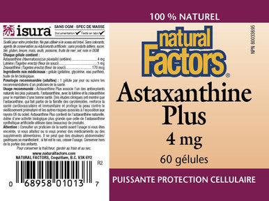 Natural Factors Astaxanthin Plus Antioxidant Support for Eye Cardiovascular and Immune Health 60 Softgels