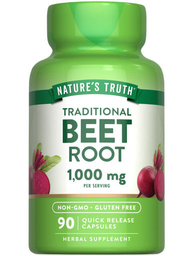 Nature's Truth Beet Root Capsules | 1000mg | 90 Pills | Herbal Extract | Gluten , Non-GMO Supplement, 90 Count