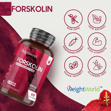 Weightworld Forskolin Capsules 1000mg - 60 Vegan Capsules - Helps You Feel Lighter - Coleus Forskohlii Extract - Keto & Low Carb Diet Friendly Supplement for Men & Women - Allergen- & GMO-