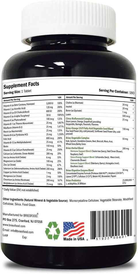 Briofood DaytoDay Food Based Womens Multi (180 Tablets) with Vegetable Source Omegas