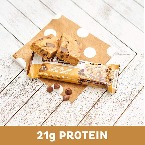 Quest Nutrition Protein Bar, Chocolate Chip Cookie Dough, 21g Protein, 4g Net Carbs, 190 Cals, Low Carb, Gluten Free, Soy Free, 2.12oz Bar, 1 Count