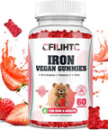 Iron Gummies For Kids, Women & Men, Iron Supplement With Multivitamin - Vitamin B Complex, C, B6, B12, Folate, Zinc For Anemia, Iron Deficiency, Blood Builder, Energy - Strawberry Flavor, Vegan 60Ct