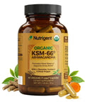 Nutrigent Usda Organic Ksm-66 Ashwagandha 600Mg With Organic L-Theanine Turmeric & Black Pepper Supports Calm Focus Relaxation & Overall Well-Being 60 Capsules