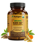 Nutrigent Usda Organic Ksm-66 Ashwagandha 600Mg With Organic L-Theanine Turmeric & Black Pepper Supports Calm Focus Relaxation & Overall Well-Being 60 Capsules