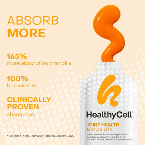 Healthycell Joint Health & Mobility Daily Liquid Supplement - Joint Support Supplement Inflammation Response Cartilage & Flexibility With Curcumin Glucosamine & Chondroitin - 30 Gel Packs