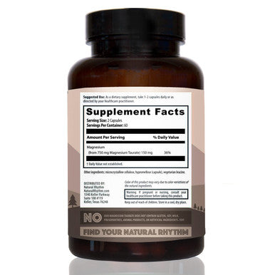 Natural Rhythm Magnesium Taurate, High Absorption Taurate, 750mg (150mg of Elemental Magnesium) 120 Capsules