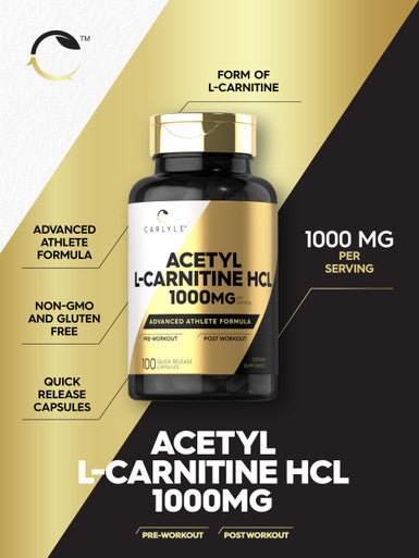 Carlyle Acetyl L-Carnitine Hcl Capsules| 1000Mg | 100 Count | Non-Gmo And Gluten Free Supplement