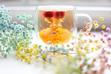 Teabloom Flowering Tea - 12 Unique Varieties of Blooming Tea Flowers - Hand-Tied Green Tea Leaves & Edible Flowers - 12-Pack Canister
