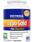 Enzymedica Lypo Gold, Digestive Enzymes For Fat Digestion, Fast Acting Gas & Bloating Relief, 60 Count