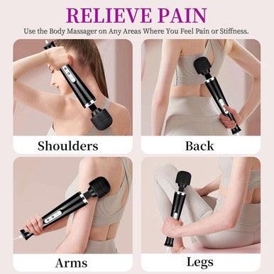 Wired Handheld Massager Personal Foot Deep Tissue Massager Back Massager With 10 Speed Settings Powerful Whole Body Massage Tool For Muscle Back Foot Neck (Black)