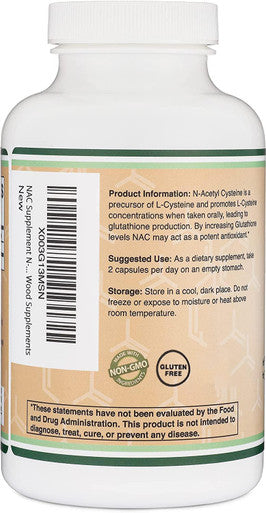 Nac Supplement N-Acetyl Cysteine (1,000Mg Per Serving 500Mg Per Cap, 210 Capsules) (Third Party Tested) With Odor Masking Technology To Boost Glutathione Levels By Double Wood