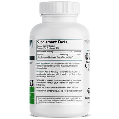 Bronson Selenium 200 mcg Yeast Free Chelated Amino Complex - Essential Trace Mineral with Superior Absorption, 250 Vegetarian Capsules