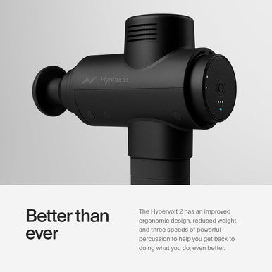 Hyperice Hypervolt 2 Black - Featuring Quiet Glide Technology - Handheld Percussion Massage Gun | 3 Speeds 5 Interchangeable Heads | Helps Relieve Sore Muscles and Stiffness |FSA and HSA Eligible