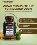 Nutrigent Coq10 200Mg Capsules With Organic Turmeric & Black Pepper Antioxidant Support Heart & Brain Health Cellular Energy Production Clean Label Formula 60 Day Supply