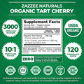 Zazzee Usda Organic Tart Cherry 10:1 Extract, 3000 Mg Strength, 120 Vegan Capsules, 4 Month Supply, Standardized, Concentrated 10