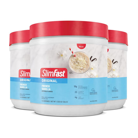 SlimFast Meal Replacement Powder, Original Strawberries & Cream, Weight Loss Shake Mix, 10g of Protein, 14 Servings (Pack of 3) (Packaging May Vary)