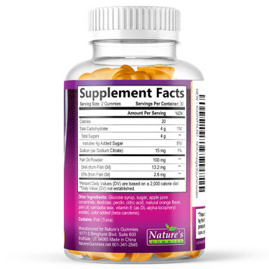 Omega 3 Fish Oil Gummies, Natural Orange Flavor, Extra Strength DHA & EPA, Omega 3 Supplement for Men & Women, Delicious Daily Gummy Vitamin, 60 Gummies