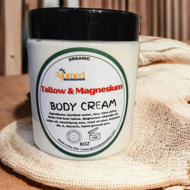 Beef Tallow & Magnesium Body Cream - Magnesium Body Butter - Grass Fed Beef Tallow Magnesium Cream, Full Body Hydration, For Cracked, Dry, Itchy Skin- Eczema Cream- Diaper Rash (Oatmeal & Honey)