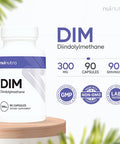 DIM Supplement 300mg + BioPerine Ãƒâ€šÃ‚Â® | Hormone Support & Estrogen Balance | 90 Capsules - Nui Nutra Pure DIM Supplement (Diindolylmethane) - Vegan, Gluten Free, Non-GMO, Lab Tested