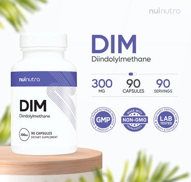 DIM Supplement 300mg + BioPerine Ãƒâ€šÃ‚Â® | Hormone Support & Estrogen Balance | 90 Capsules - Nui Nutra Pure DIM Supplement (Diindolylmethane) - Vegan, Gluten Free, Non-GMO, Lab Tested