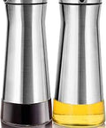 Aelga Olive Oil And Vinegar Dispenser Set -2 Pack Elegant Stainless Steel Oil Dispenser Set- Vinegar Bottle for Kitchen with No-Drip