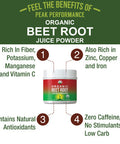Organic Beet Root Powder - Ultra High Purity Super Food Beets Juice Powder. 100% Pure Nitric Oxide Boosting Beetroot Supplement