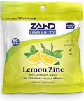 ZAND IMMUNITY Lemon Zinc Throat Lozenges GoodforYou Dry Mouth Lozenges Immune Support Supplement with Chelated Zinc 5mg Blend of 9 Herbs Soothe a Dry Throat Natural Flavor Gluten 50ct