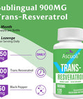 Ascuoli Sublingual Trans-Resveratrol Purity 99%, 3-In-1 Advanced Formula Resveratrol Supplement For Boost Nad+, Immune & Energy Support, Anti-Aging, Skin & Overall Health, 240 Lozenge (240-Day Supply)