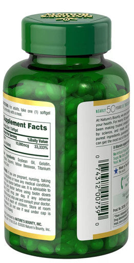 Nature's Bounty Biotin 10 000 Mcg 250 Rapid Release Softgels