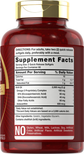 Antarctic Krill Oil 2000 Mg 120 Softgels | Omega-3 Epa, Dha, With Astaxanthin Supplement Sourced From Red Krill | Maximum Strengt
