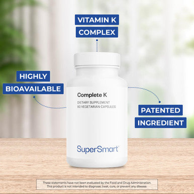 Supersmart Complete K 3 Bioavailable Forms of Vitamin K K1 K2 MK4 K2 MK7 Support Bones Teeth Health NonGMO Gluten Free 60 Vegetarian Capsules