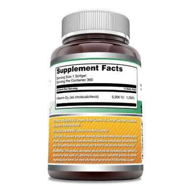 Amazing Formulas Vitamin D3 With Coconut Oil 5000 Iu 360 Softgels Supplement | Non-Gmo | Gluten Free | Made In Usa